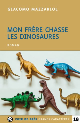 Couverture du livre en grands caractères Mon frère chasse les dinosaures de Giacomo Mazzariol