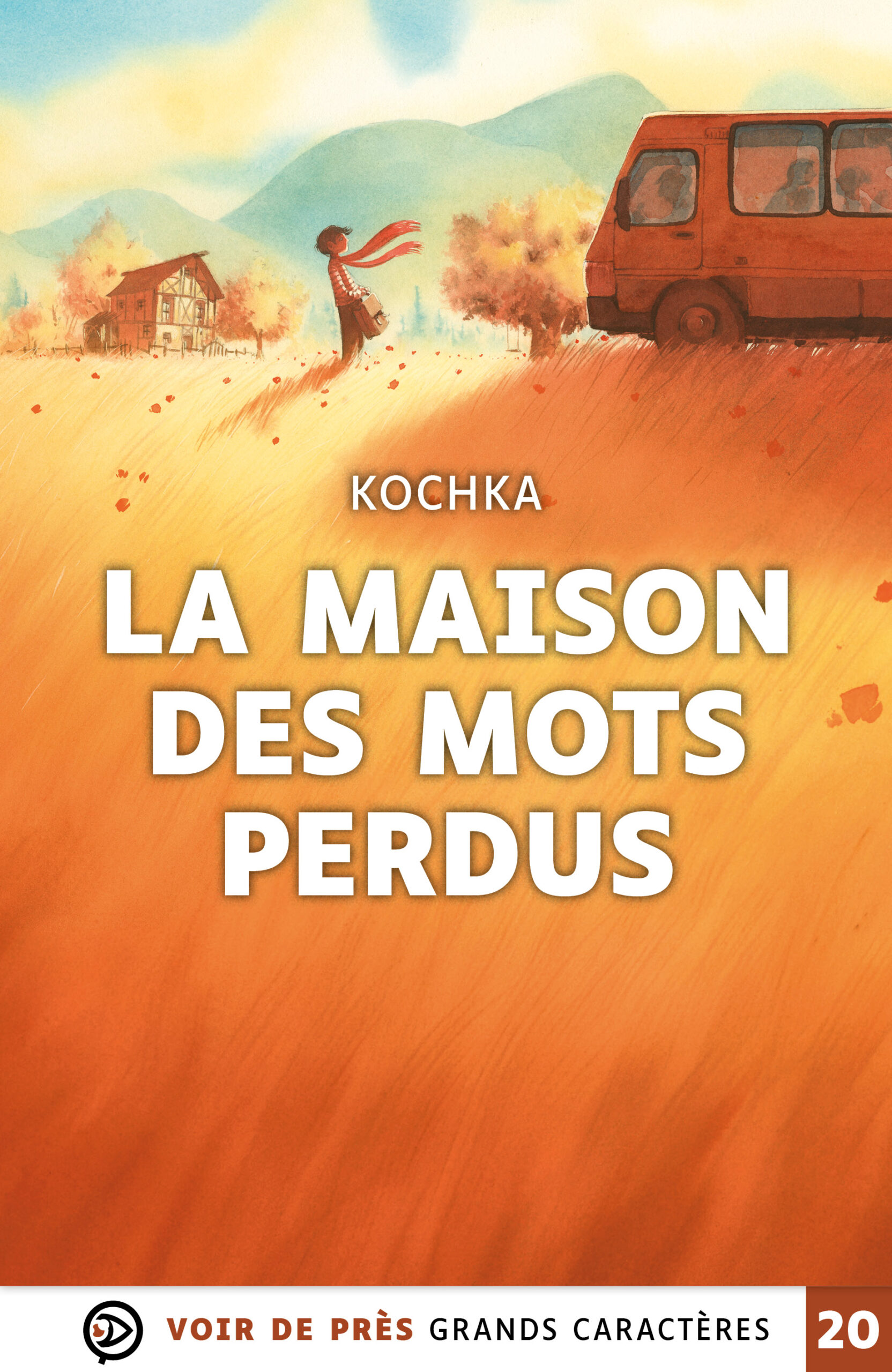 Couverture du livre en grands caractères « La maison des mots perdus » de Kochka, publié par Voir de près, en taille 20