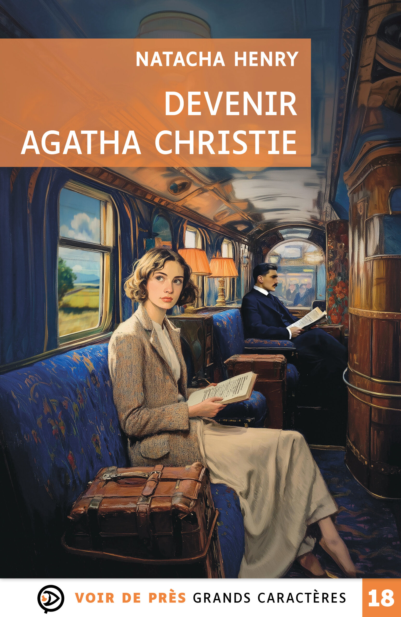Couverture du livre en grands caractères « Devenir Agatha Christie » de Natacha Henry, publié par Voir de près, en taille 18
