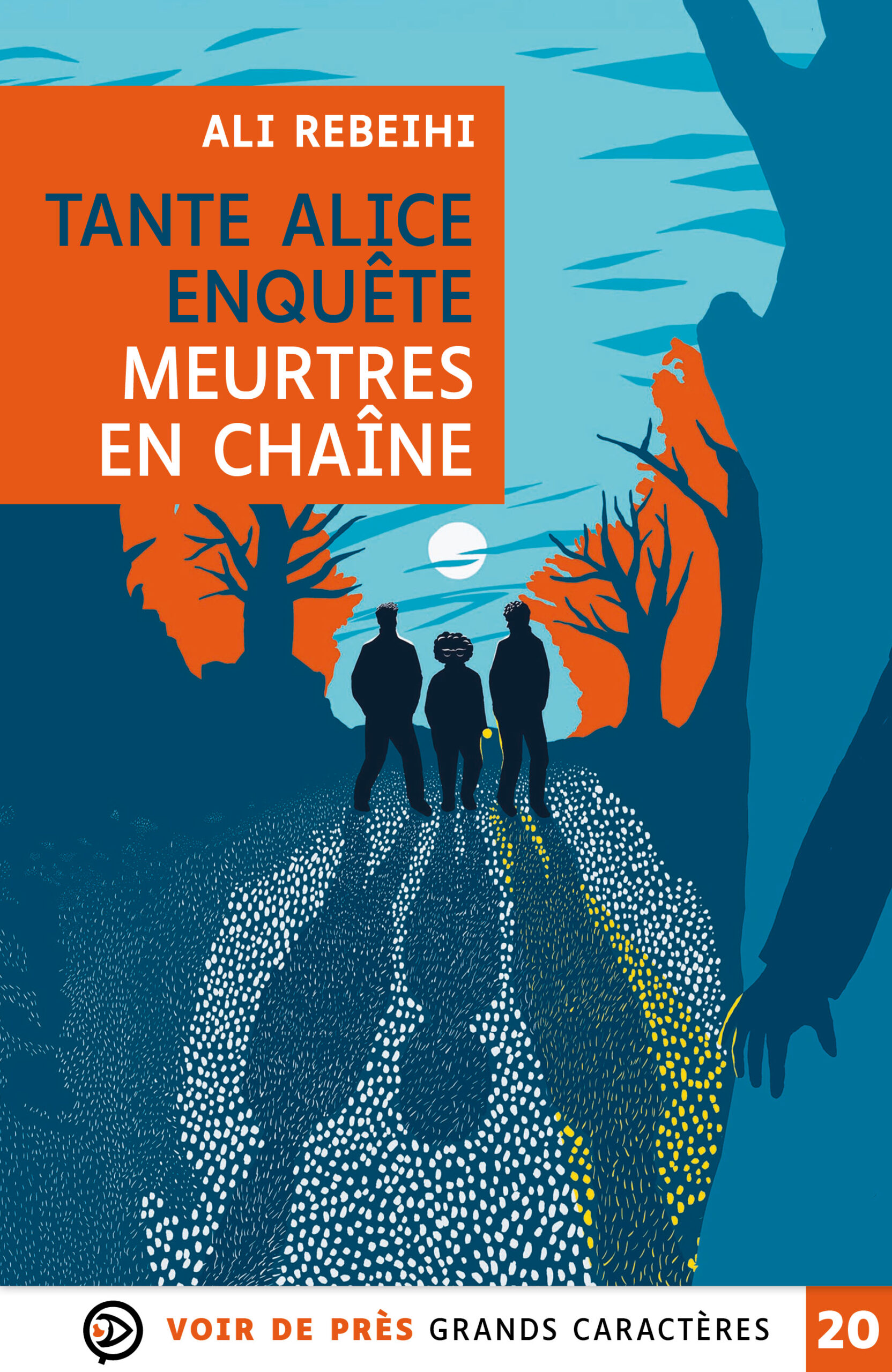 Couverture du livre en grands caractères « Tante Alice enquête – Meurtres en chaîne » de Ali Rebeihi, publié par Voir de près, en taille 20