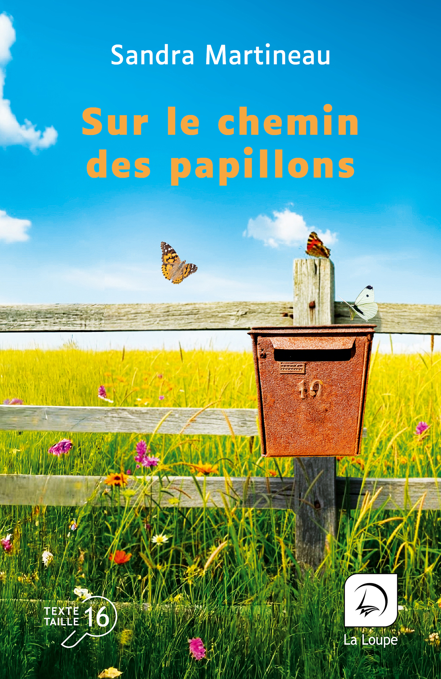 Couverture du livre « Sur le chemin des papillons » de Sandra Martineau, en grands caractères (taille 16), éditions La Loupe.