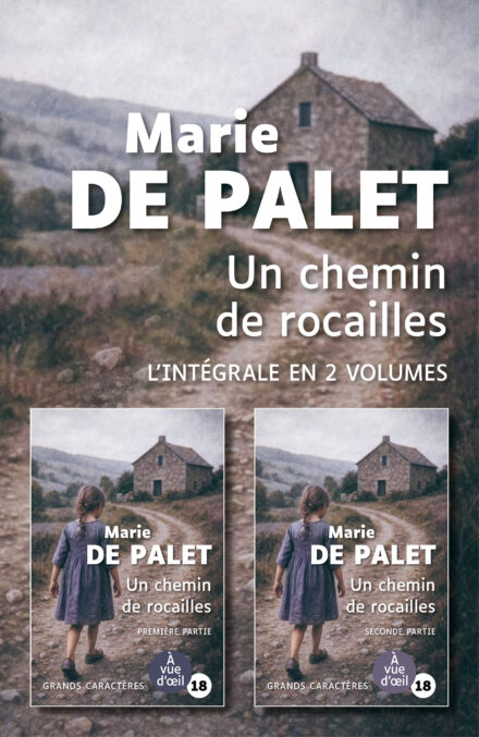 Couverture du livre Un chemin de rocailles de Marie de Palet, en grands caractères, intégrale en deux volumes.
