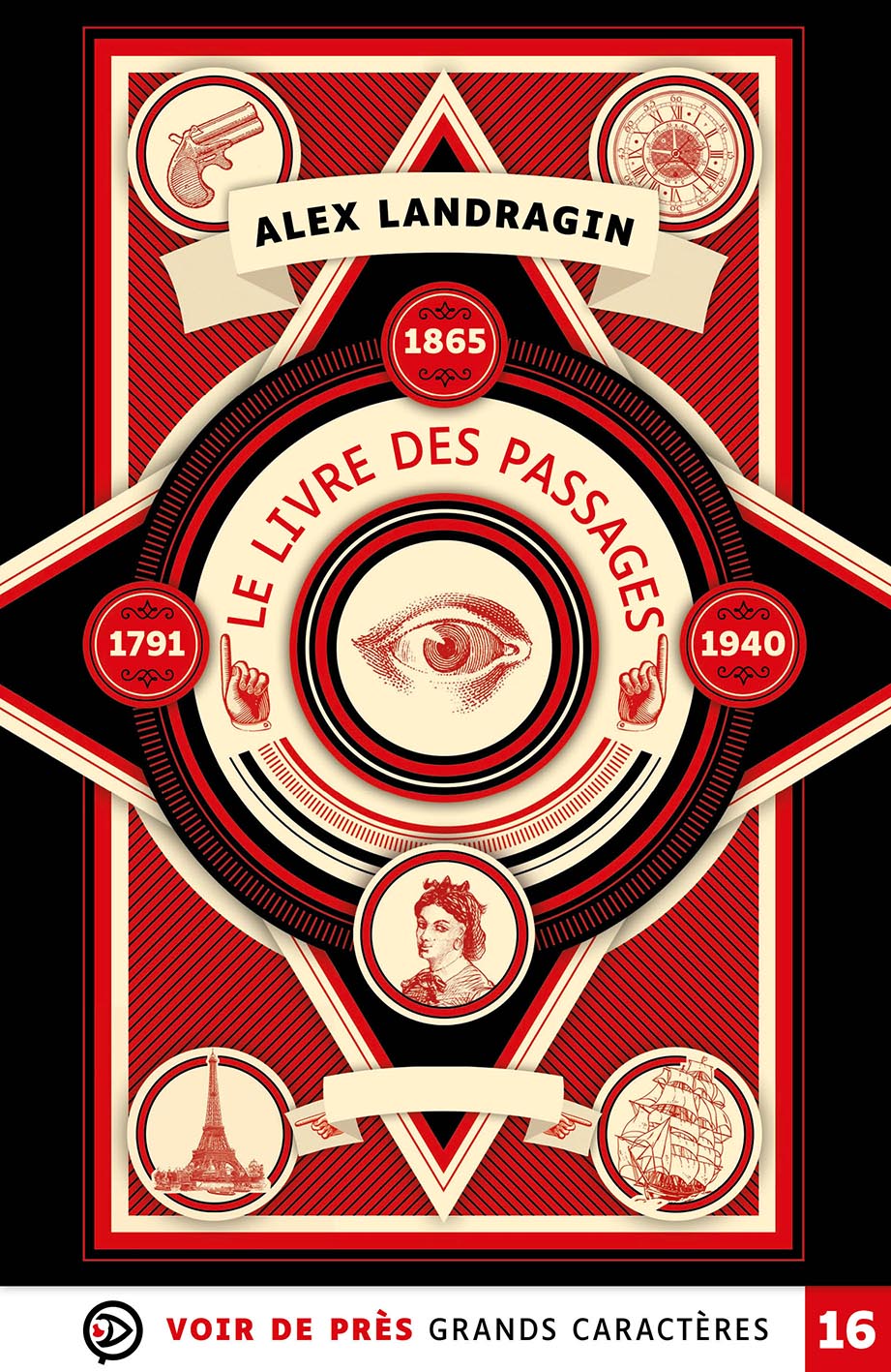 Couverture du livre Le Livre des passages d’Alex Landragin, en grands caractères, publiée par les éditions Voir de Près, texte en taille 16.