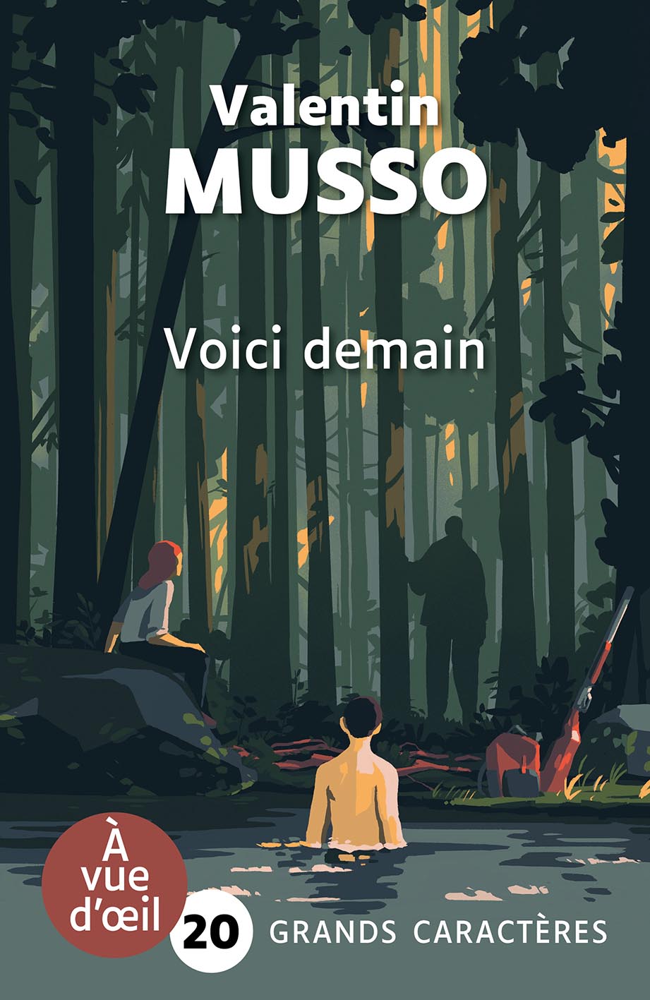 Couverture du livre Voici demain de Valentin Musso, en grands caractères, publiée par les éditions À vue d’œil, texte en taille 20.