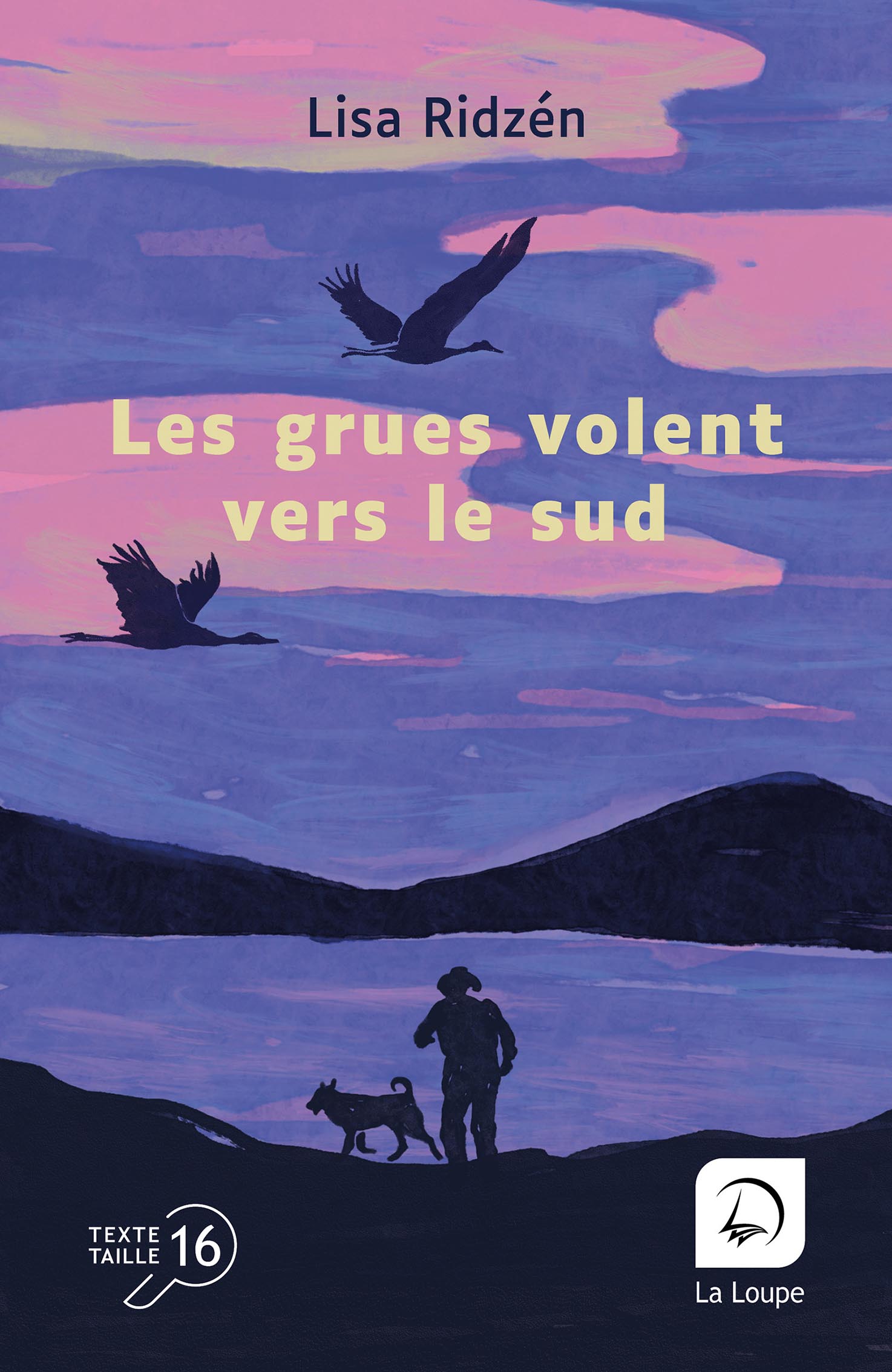 Couverture du livre « Les grues volent vers le sud » de Lisa Ridzén, roman en grands caractères.